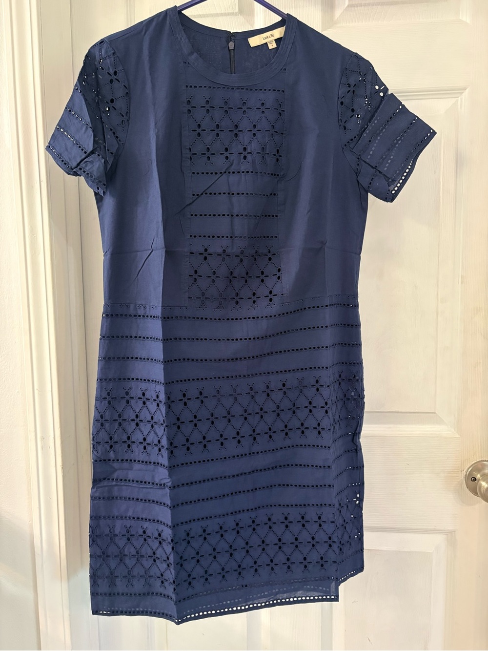 Lark & Ro Navy Eyelet Shift Dress
